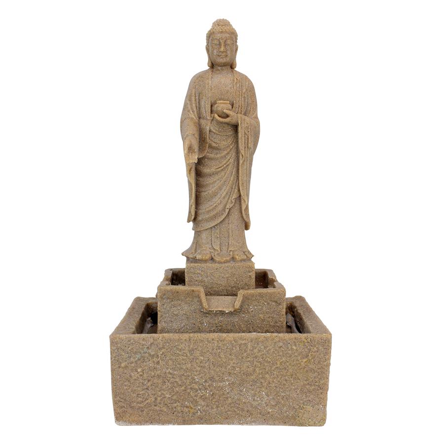 Earth Witness Buddha Illuminated Garden Fountain: Medium