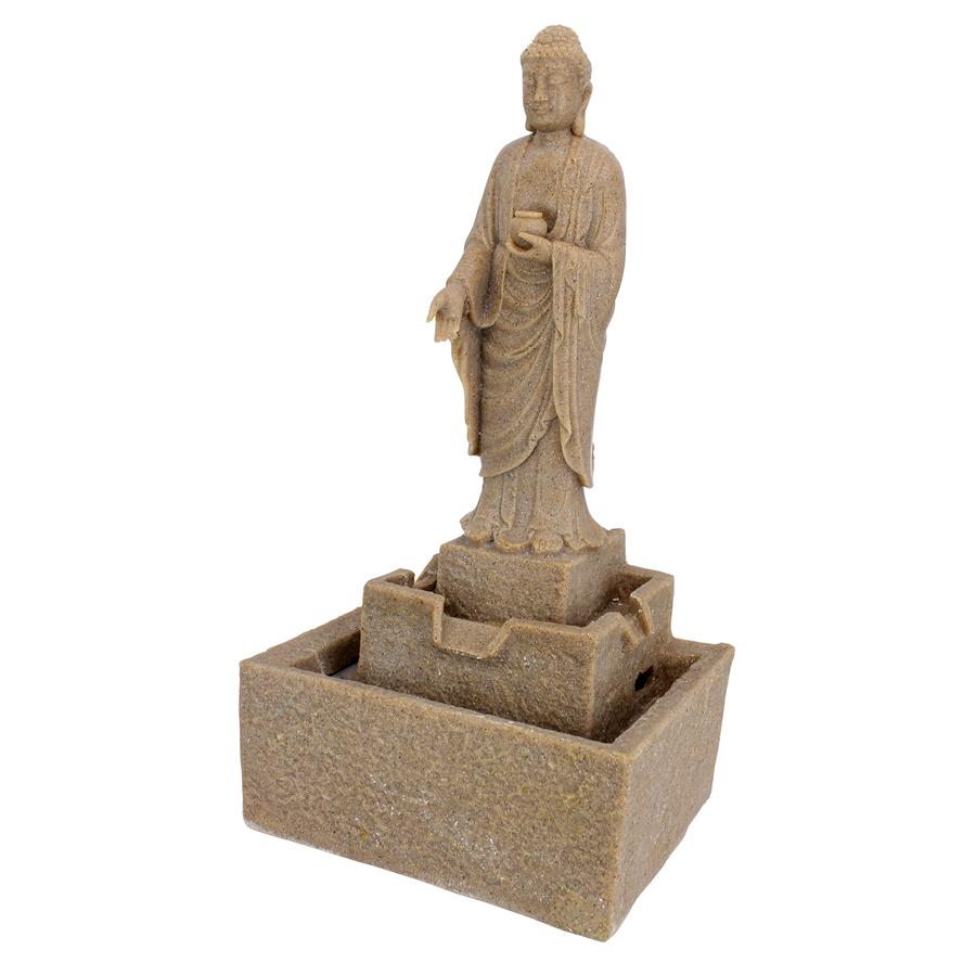 Earth Witness Buddha Illuminated Garden Fountain: Medium