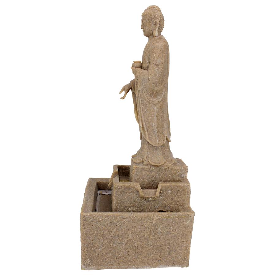 Earth Witness Buddha Illuminated Garden Fountain: Medium