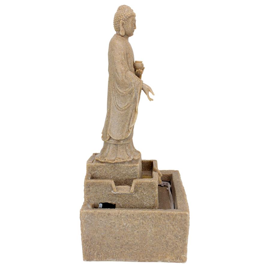 Earth Witness Buddha Illuminated Garden Fountain: Medium