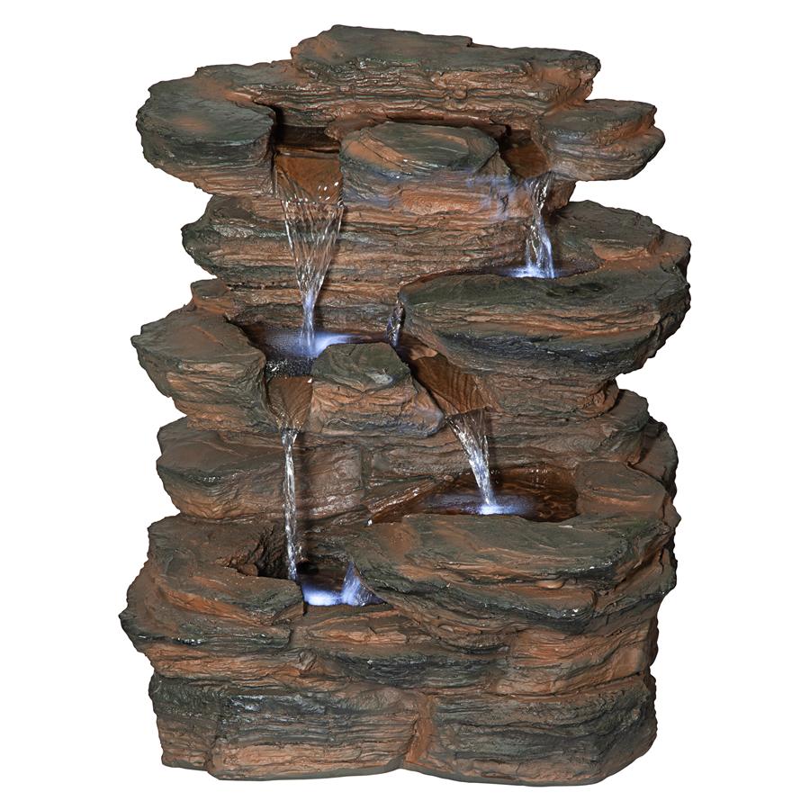 Ramrod Bluffs Cascading Waterfall Illuminated Tabletop Fountain