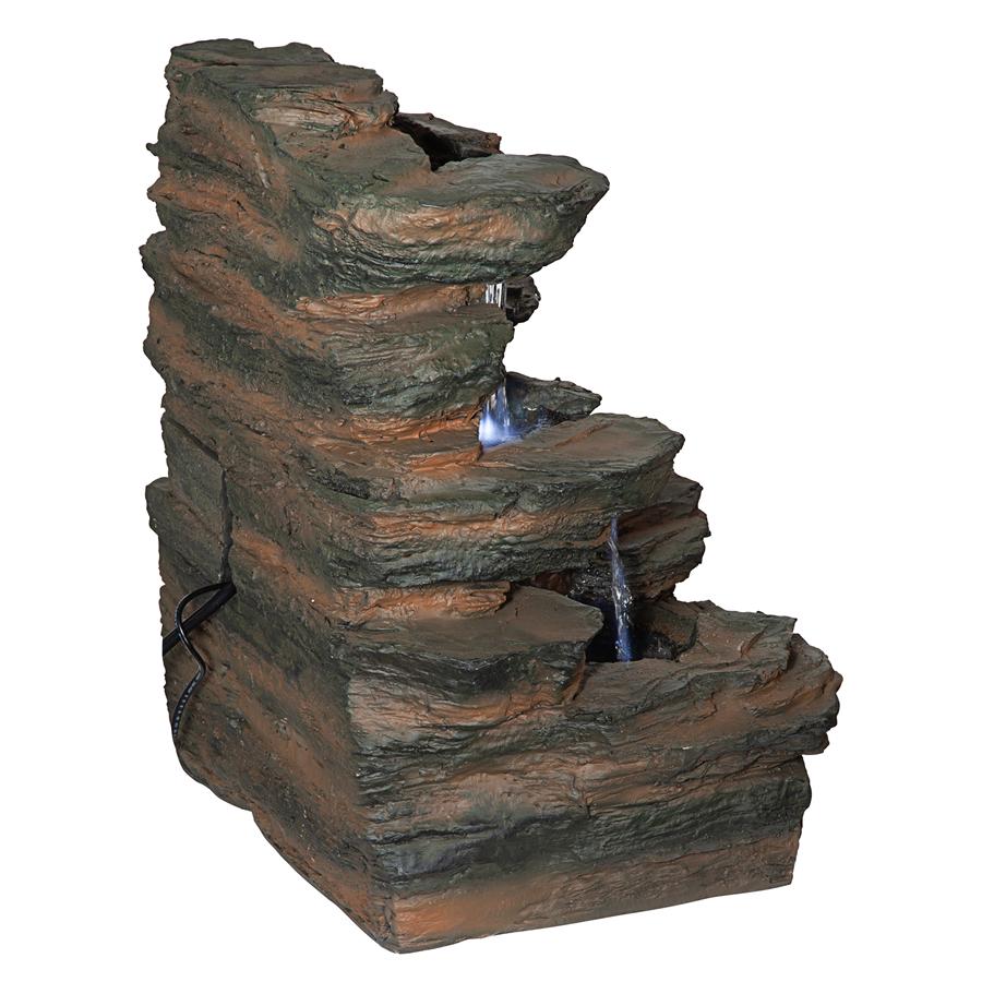 Ramrod Bluffs Cascading Waterfall Illuminated Tabletop Fountain