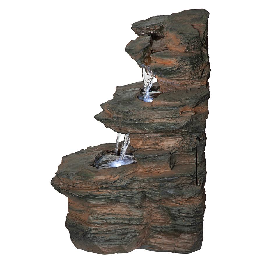 Ramrod Bluffs Cascading Waterfall Illuminated Tabletop Fountain