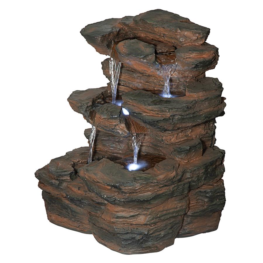 Ramrod Bluffs Cascading Waterfall Illuminated Tabletop Fountain