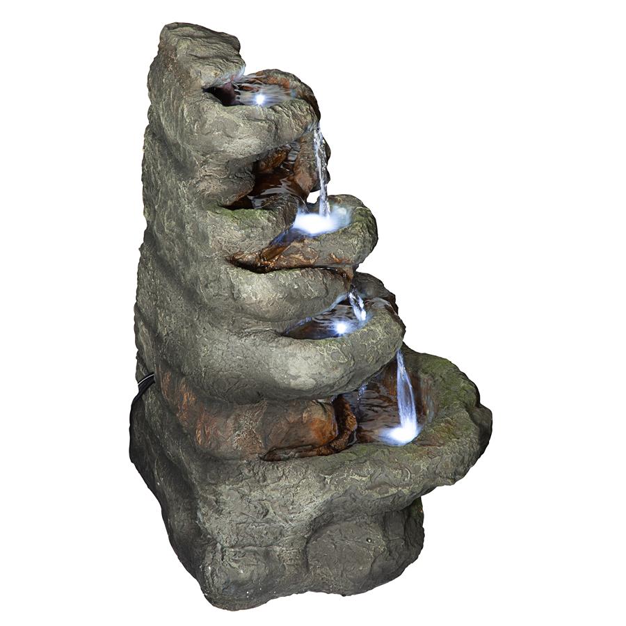 Ribbon Ridge Cascading Waterfall Illuminated Garden Fountain