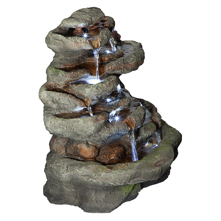 Ribbon Ridge Cascading Waterfall Illuminated Garden Fountain