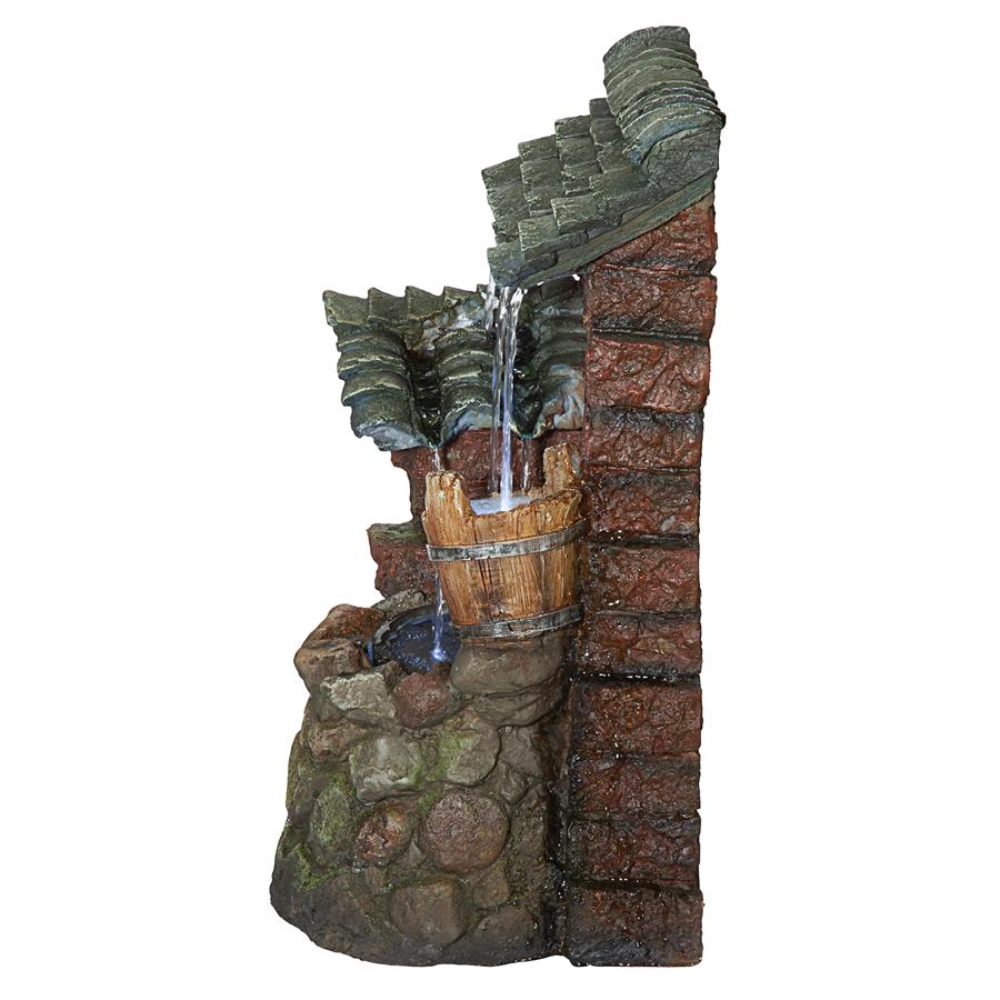 Cottage in the Forest Cascading Waterfall Illuminated Tabletop Fountain