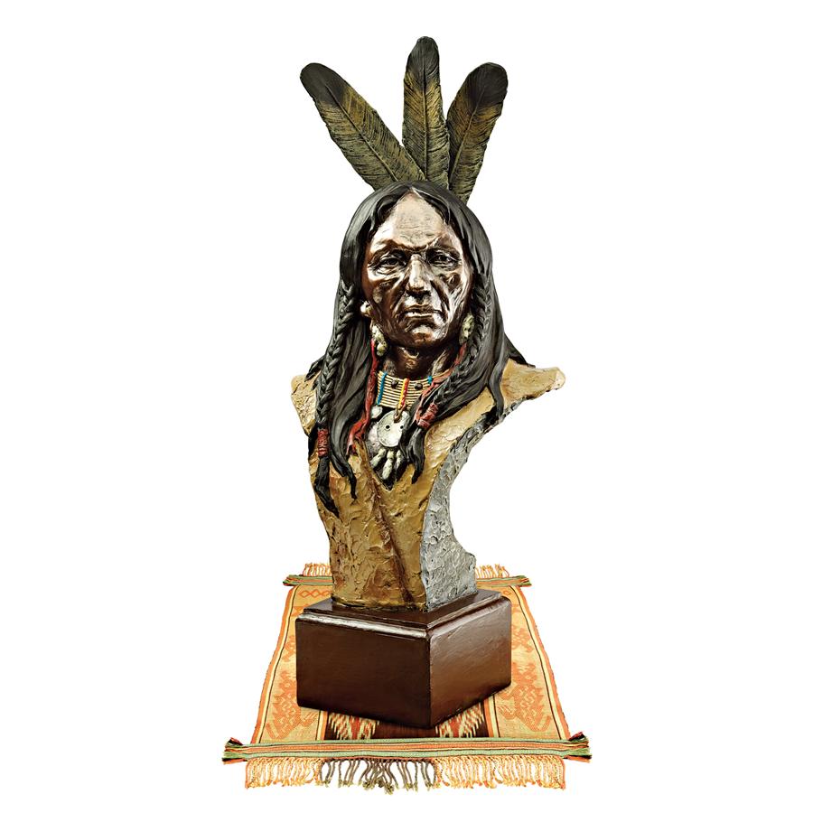 Noble Native American Chief Bust Statue
