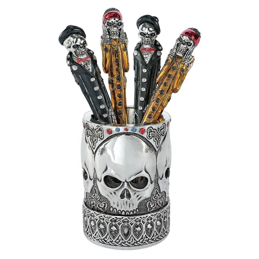 Gothic Skull Vessel and Pen Set