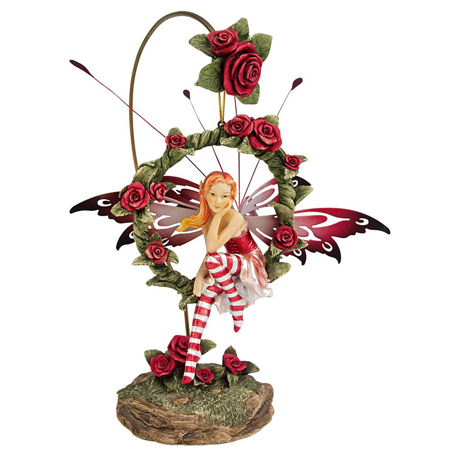 Radiant Rose Dangling Fairy Sculpture with Stand