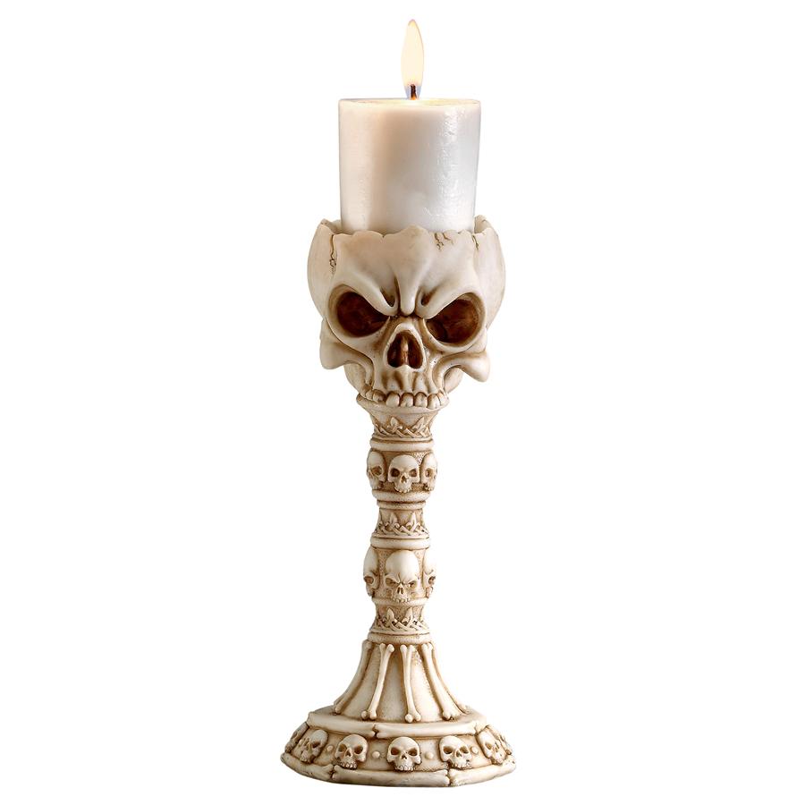 Skullduggery Skull and Sculptural Candlestick: Each