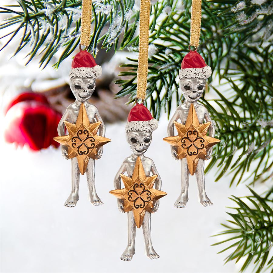 Wiseman Star Christmas Alien Holiday Ornament: Set of Three