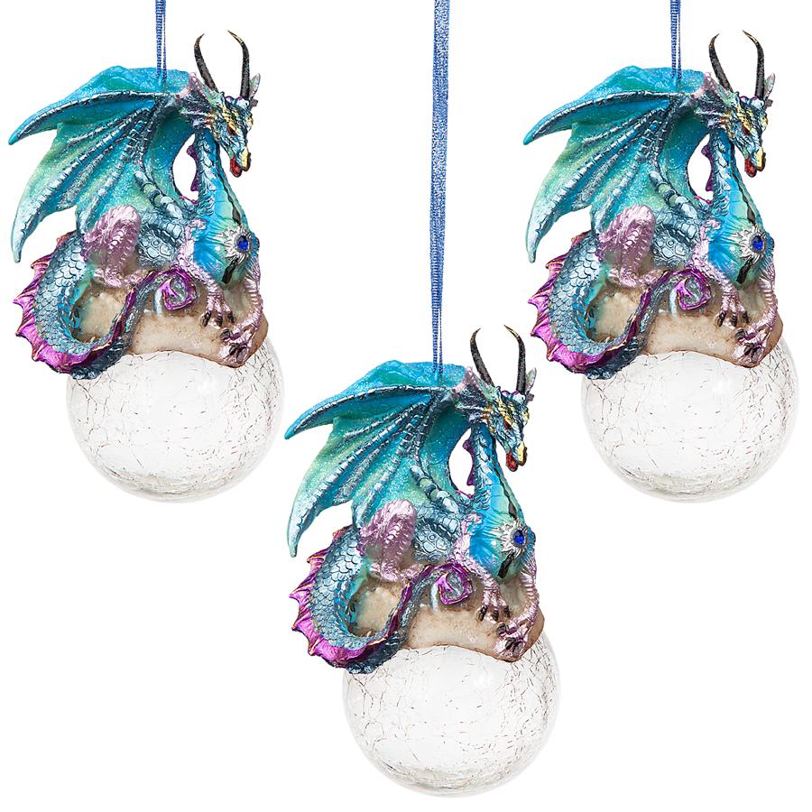 Frost, the Gothic Dragon Holiday Ornament: Set of Three