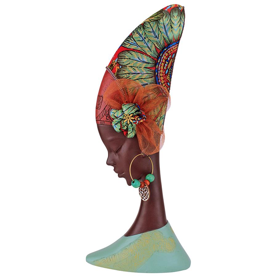 African Princess Gele Headdresses Nubian Maiden Sculptural Bust: Turban