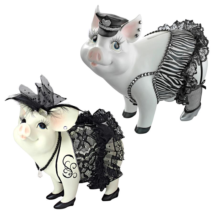 Lace and Lard and Porker on Patrol Pig Statues