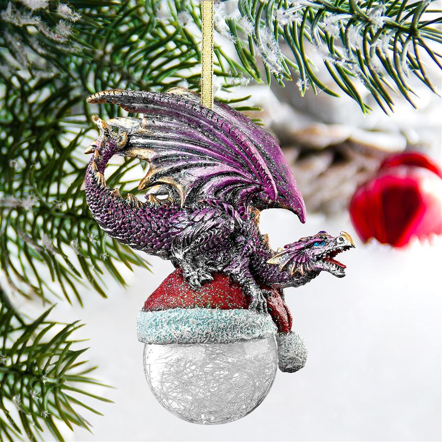 North Pole Santa Hat Dragon Holiday Ornament