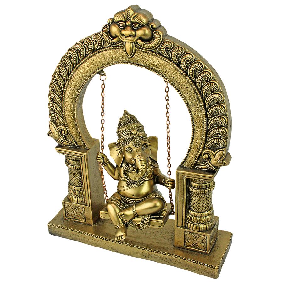 Lord Ganesha Elephant God Swinging on a Jhoola Hindu Statue