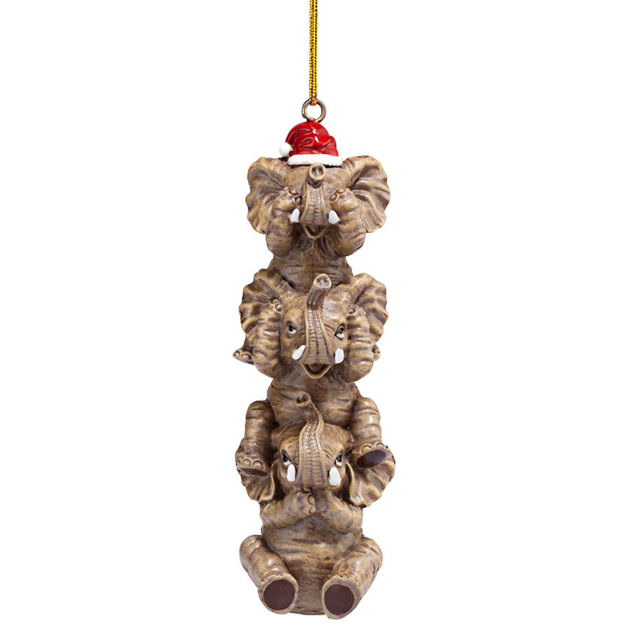 See, Speak, Hear No Evil Elephant Holiday Ornament: Each
