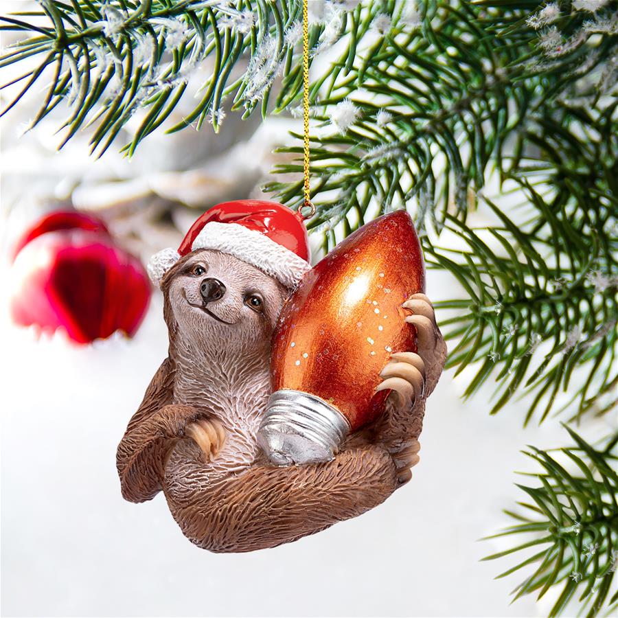 Santa's Holiday Season Sloth Christmas Ornament: Each