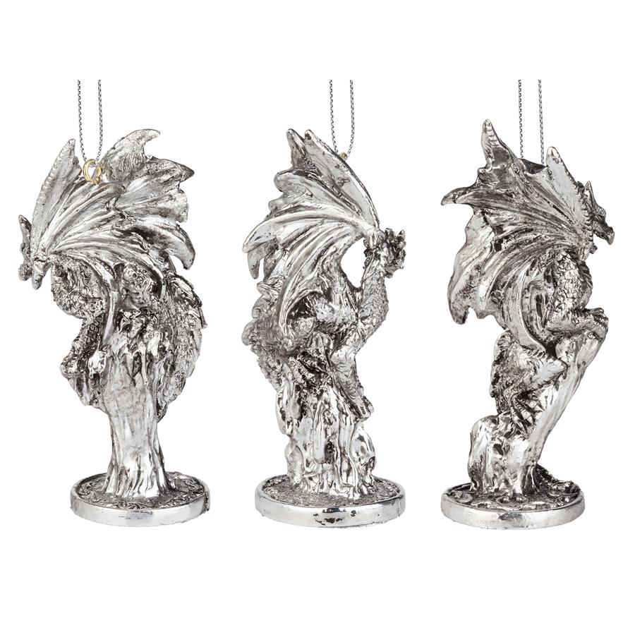 Three Dragons of the Amesbury Holiday Gemstone Ornament Set