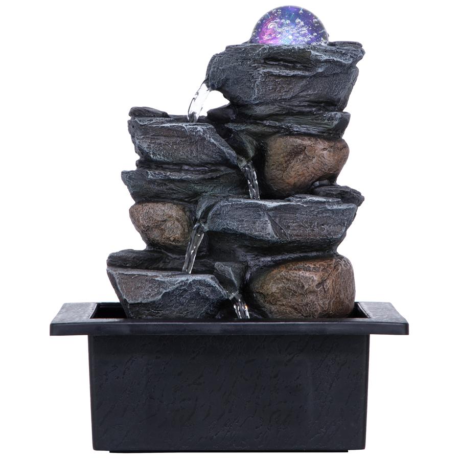 Spinning Orb Calming Tabletop Waterfall Fountain