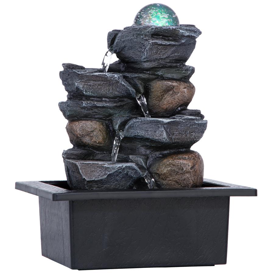 Spinning Orb Calming Tabletop Waterfall Fountain