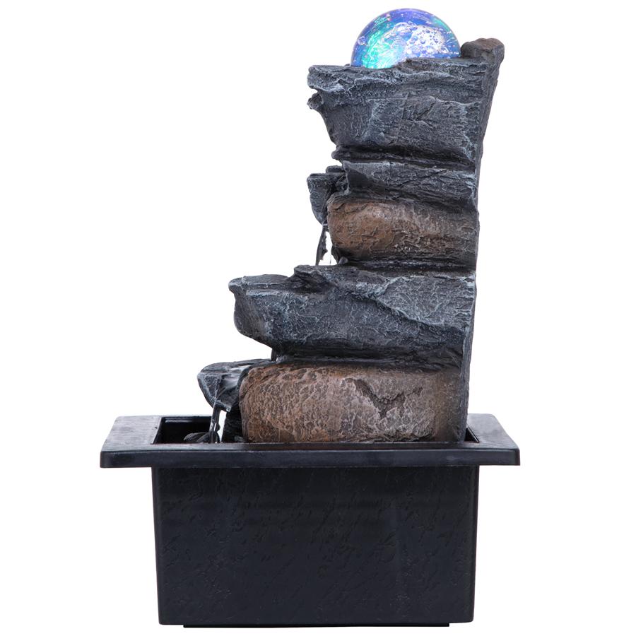 Spinning Orb Calming Tabletop Waterfall Fountain