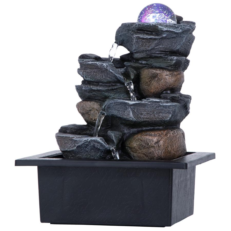 Spinning Orb Calming Tabletop Waterfall Fountain