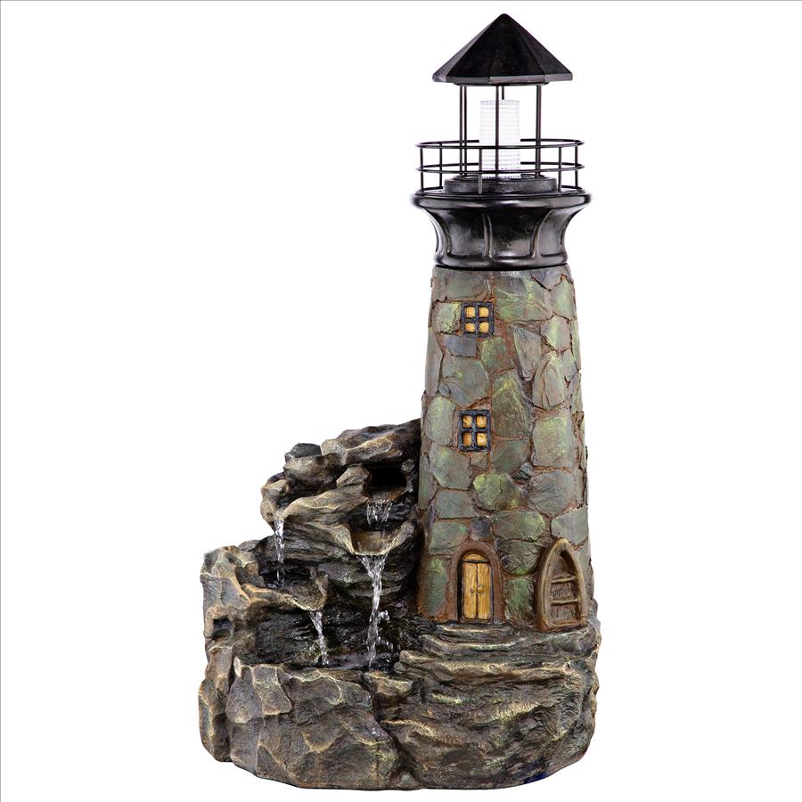 Seaside Lighthouse LED Illuminated Cascading Garden Fountain