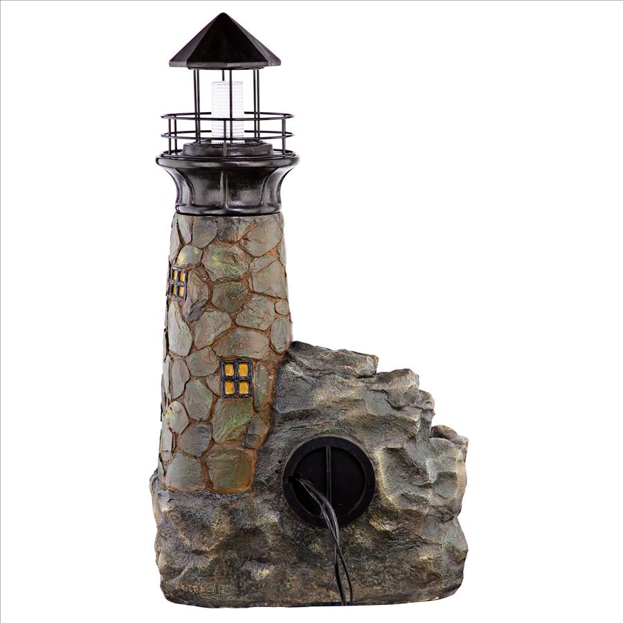 Seaside Lighthouse LED Illuminated Cascading Garden Fountain