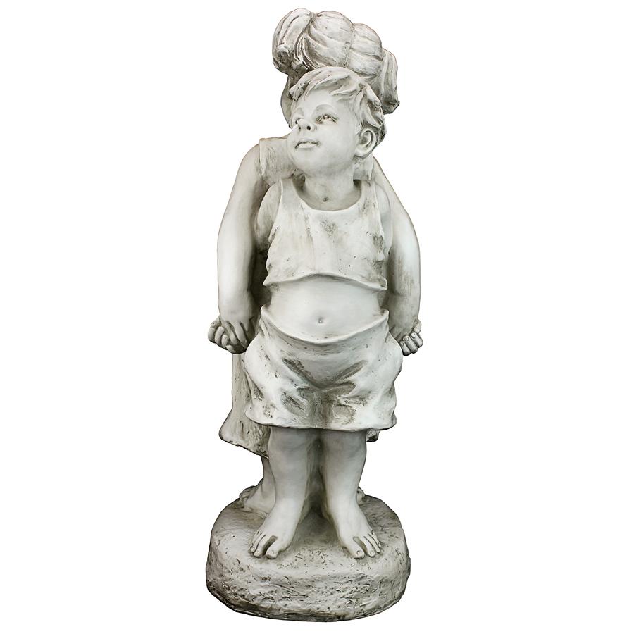 Back to Back Brother and Sister Garden Children Statue