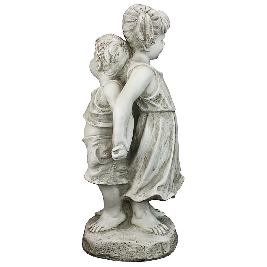 Back to Back Brother and Sister Garden Children Statue