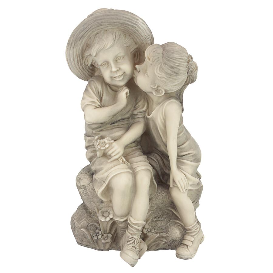 Kissing Kids Boy and Girl Statue