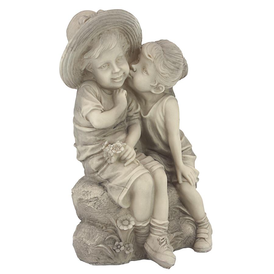 Kissing Kids Boy and Girl Statue