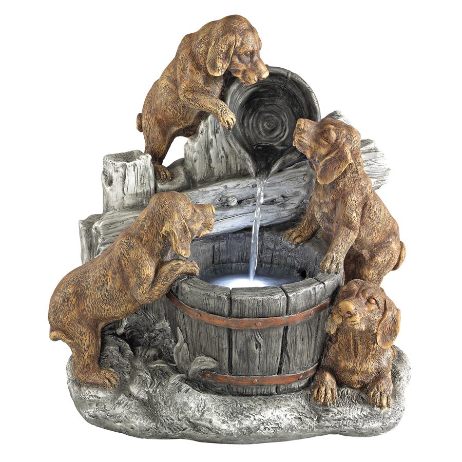 Puppy Pail Pour Garden Fountain