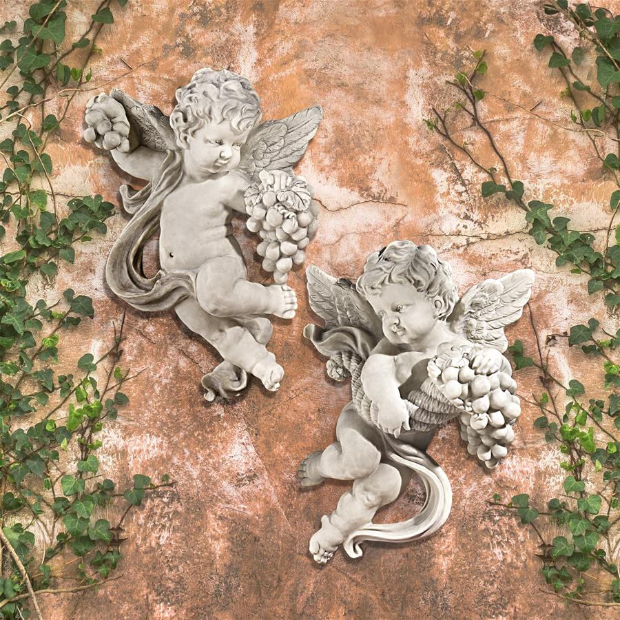 Cherub's Harvest Angel Wall Sculpture Set