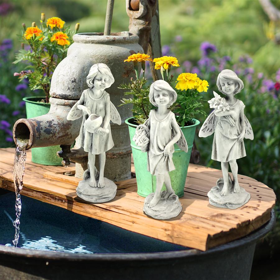 Rose Garden Fairy Statues: Set of Three