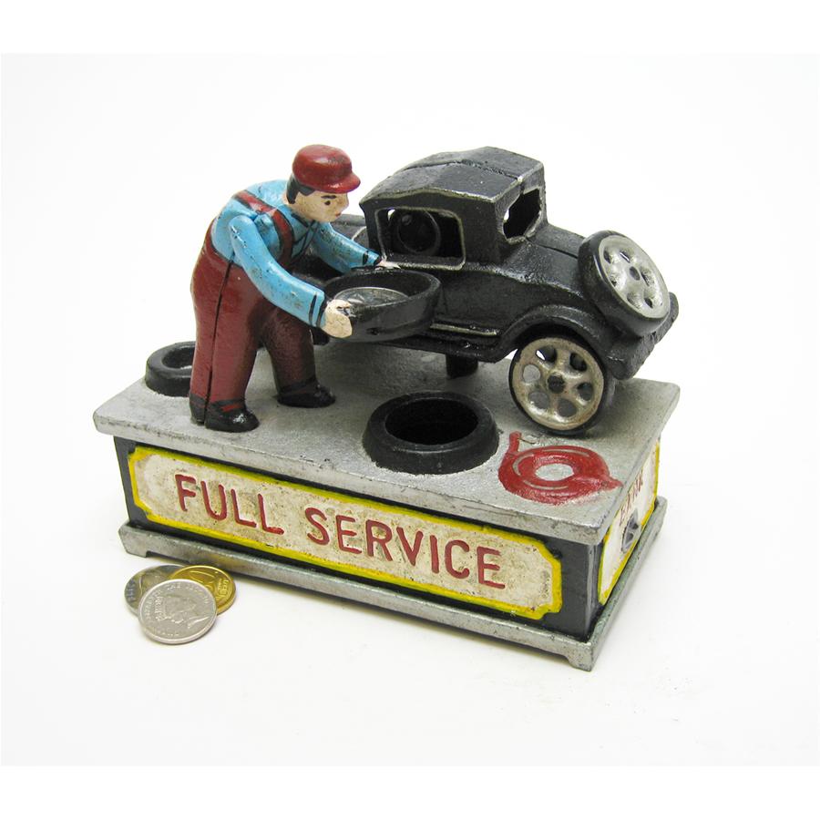 Model T at the Service Station Authentic Foundry Cast Iron Mechanical Bank