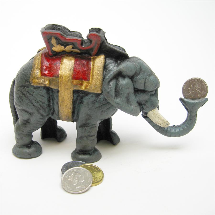 Circus Elephant Collectors' Die Cast Iron Mechanical Coin Bank