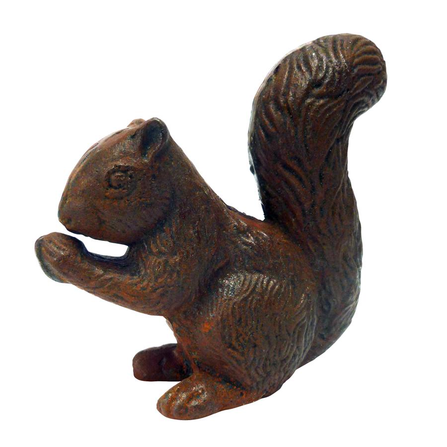 Bushy-tailed Squirrel Cast Iron Statue