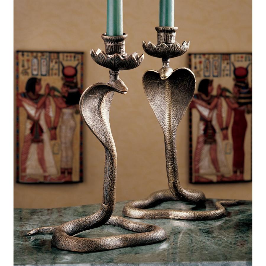 Uraeus Royal Egyptian Cobra Foundry Iron Candlestick: Each