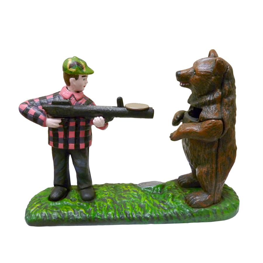 Bear Hunt Collectors' Die Cast Iron Mechanical Coin Bank
