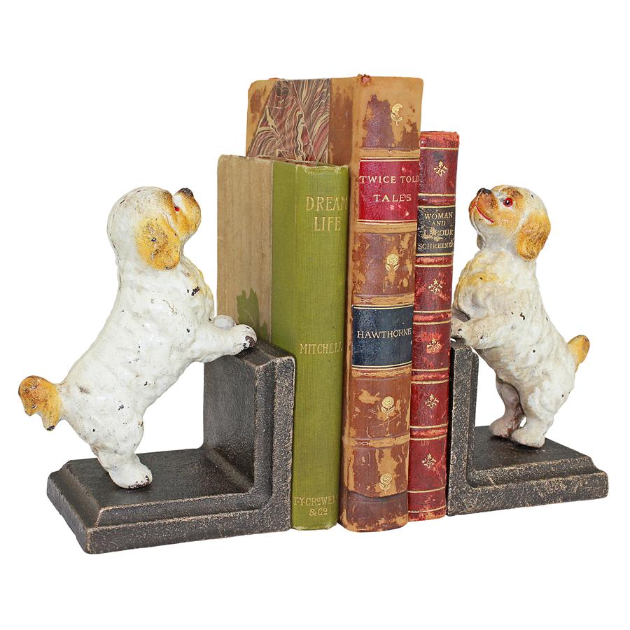 Cavalier King Charles Spaniel Dog Cast Iron Sculptural Bookend Pair