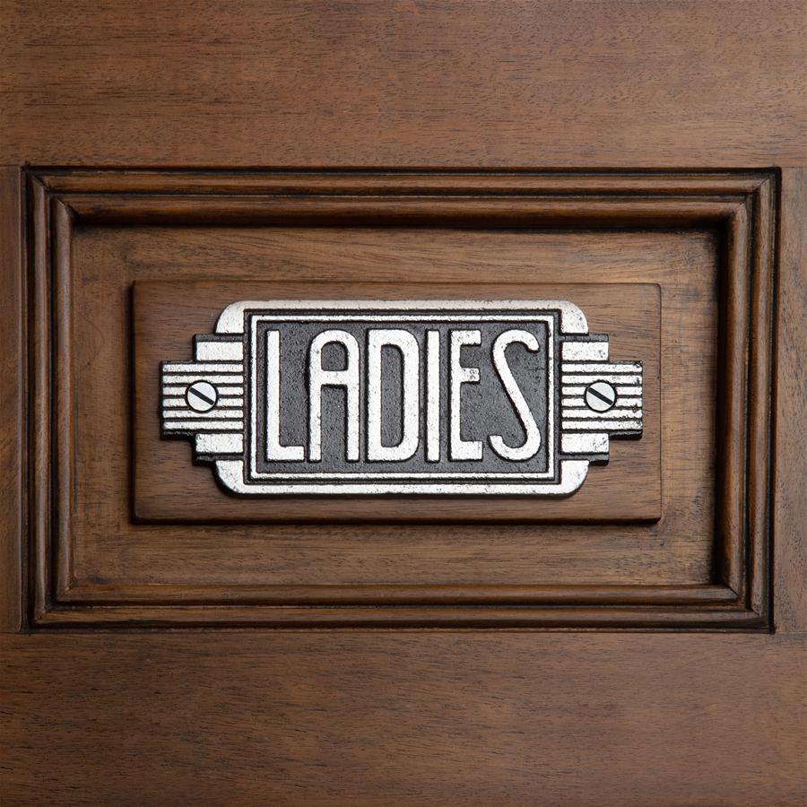 Streamlined Art Deco Cast Iron Ladies Room Door Sign