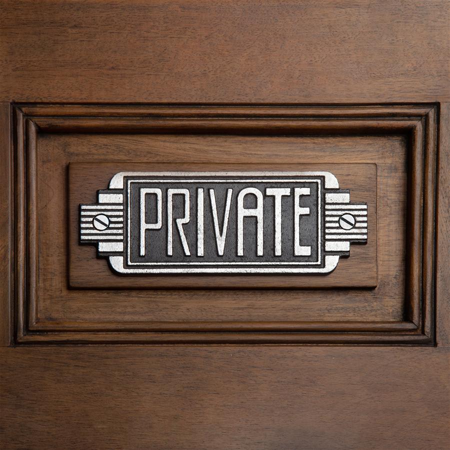 Streamlined Art Deco Cast Iron Private Room Door Sign