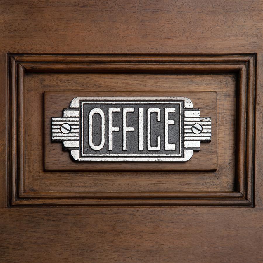Streamlined Art Deco Cast Iron Office Door Sign