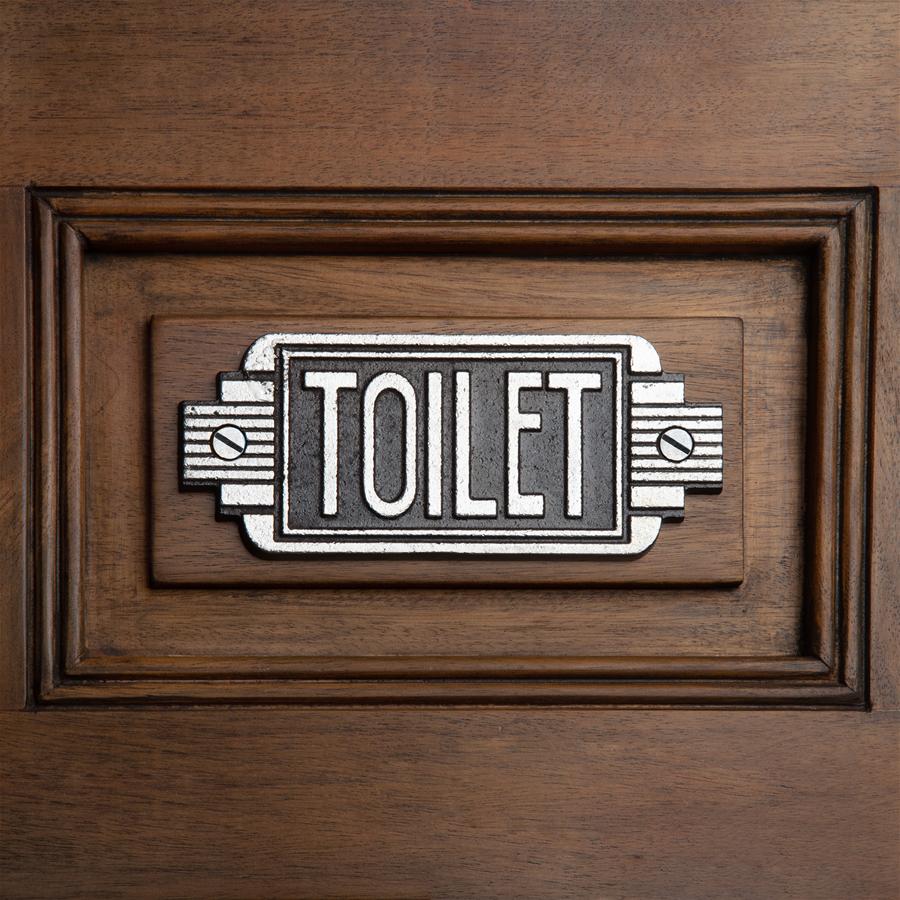 Streamlined Art Deco Cast Iron Toilet Door Sign