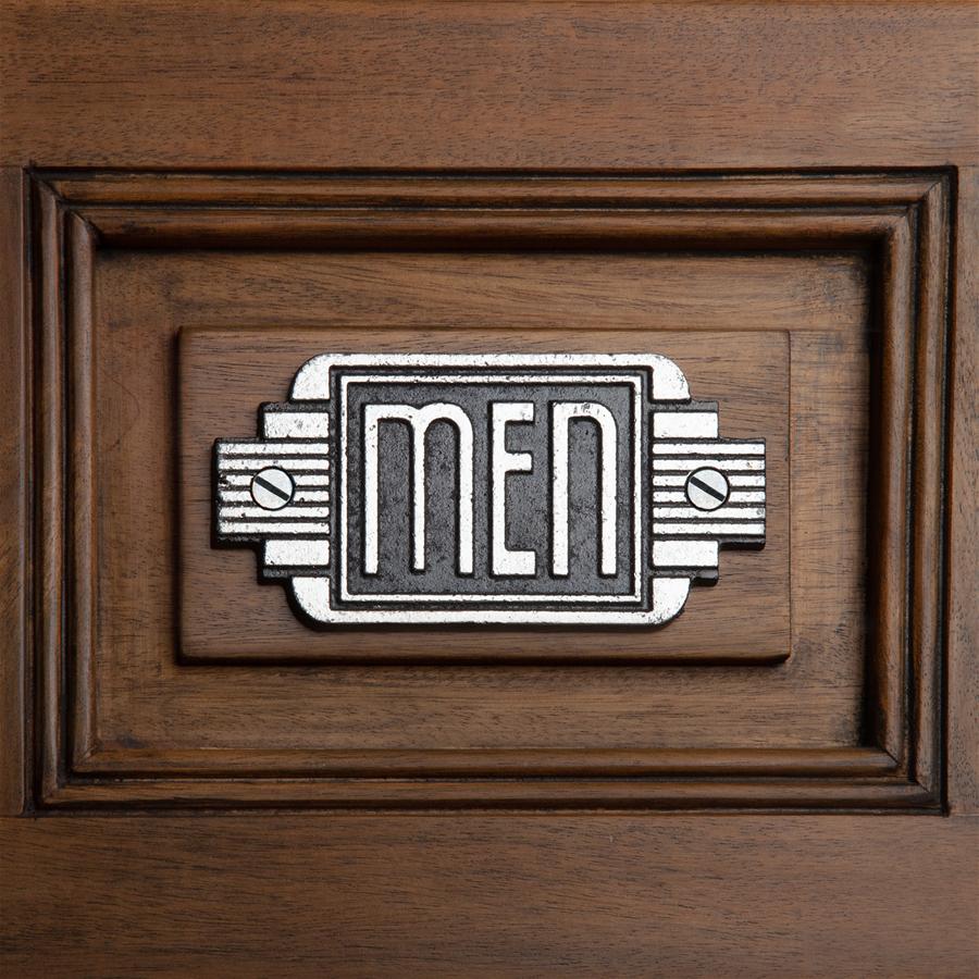 Streamlined Art Deco Cast Iron Men s Room Door Sign