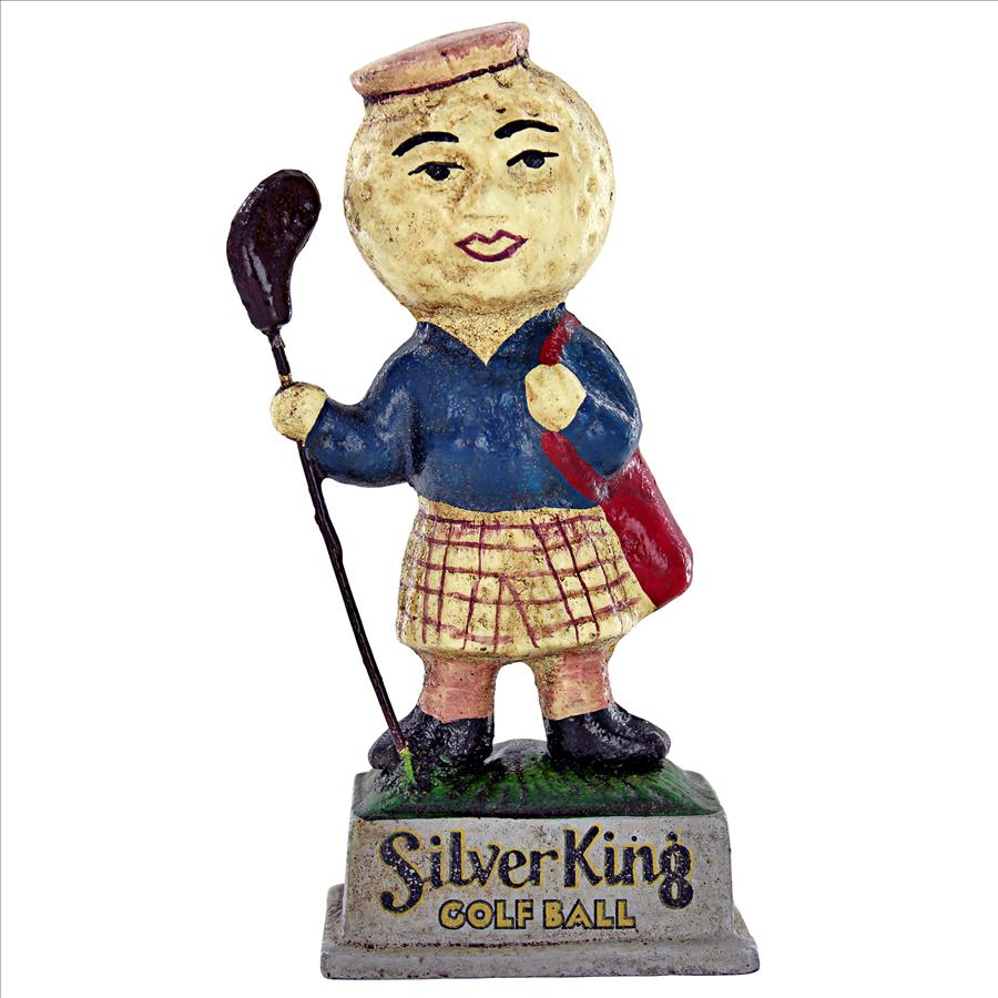 Silver King Golf Ball Advertisement Cast Iron Golfer Statue