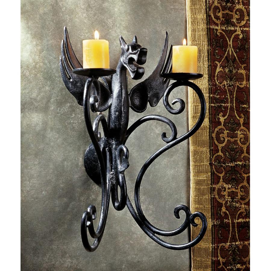 Castle Dragon Cast Iron Gothic Wall Sconce: Each